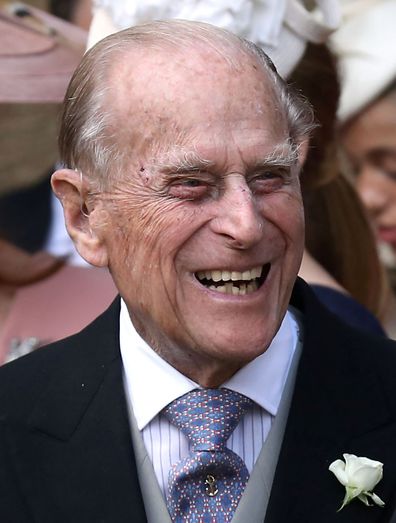 The Duke of Edinburgh at the wedding of Lady Gabriella Windsor and Thomas Kingston at St George's Chapel in Windsor Castle.