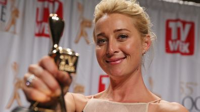 Asher Keddie after winning the Gold Logie for Most Popular Personality on Australian Television at the 2013 Logie Awards