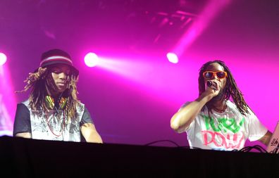 Lil John and DJ Young during 97.1 AMP RADIO's Amplify 2014 concert at the Hollywood Palladium on March 22, 2014 in Hollywood, California.