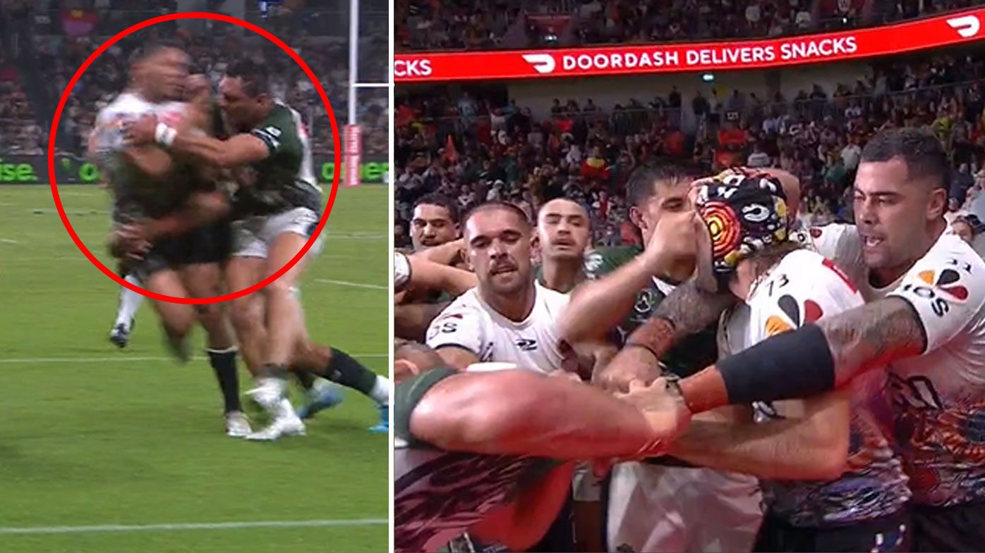 Jordan Rapana in strife for two seperate incidents as NRL All Stars melee ignites 