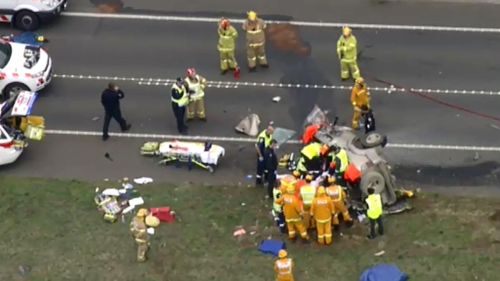 A woman in a second car suffered a broken leg in the crash. (9NEWS)