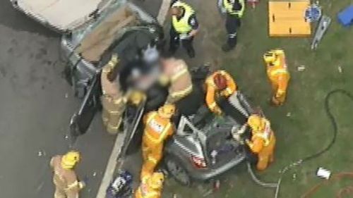 Woman trapped, five more hurt in Melbourne car crash