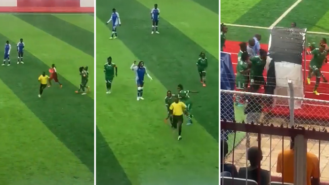 Referee chased, kicked and punched by women's football team in bizarre scenes