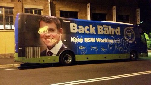 The grafitti was discovered overnight and cleaned off before Mr Baird left in the morning. (9NEWS)