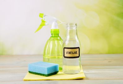 natural distilled white vinegar in spray bottle to remove stains. 