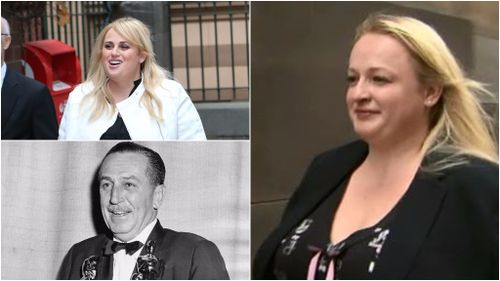 Rebel Wilson's sister, Liberty, has told a Melbourne court of the family's connection to Walt Disney. (9NEWS/AAP/Getty)