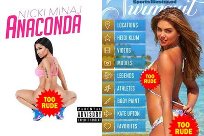 Nicki Minaj took to Instagram to slam critics of her 'Anaconda' single artwork.<br/><br/>The rapper captioned her post on the left as "UNACCEPTABLE" after posting up a series of <i>Sports Illustrated</i> spreads as "acceptable"....Including one of her buddy and <i>The Other Woman</i> co-star Kate Upton!<br/><br/>Flick through the slides to see the Insta-saga unfold...