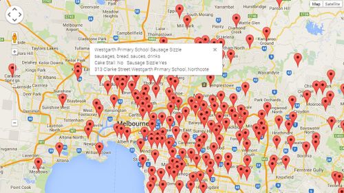 The Election Sausage Sizzle map gives details for each stall and even accommodates for those hunting for vegetarian options. (electionsausagesizzle.com.au)