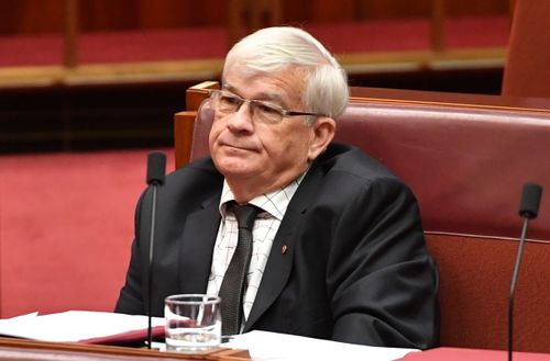 One Nation Senator Brian Burston has sensationally quit the party today following a heated clash with leader Pauline Hanson over company tax cuts. Picture: AAP.