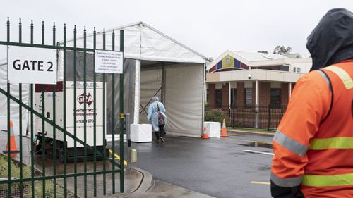 A pop up Covid-19 testing site at East Preston Islamic School after a cluster of cases was found