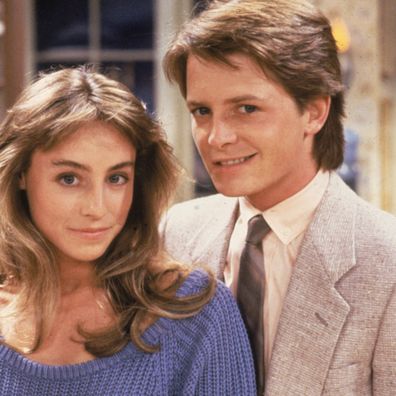 Michael J Fox and Tracy Pollan on the set of the television series, 'Family Ties'. Fox and Pollan were married in 1988. 