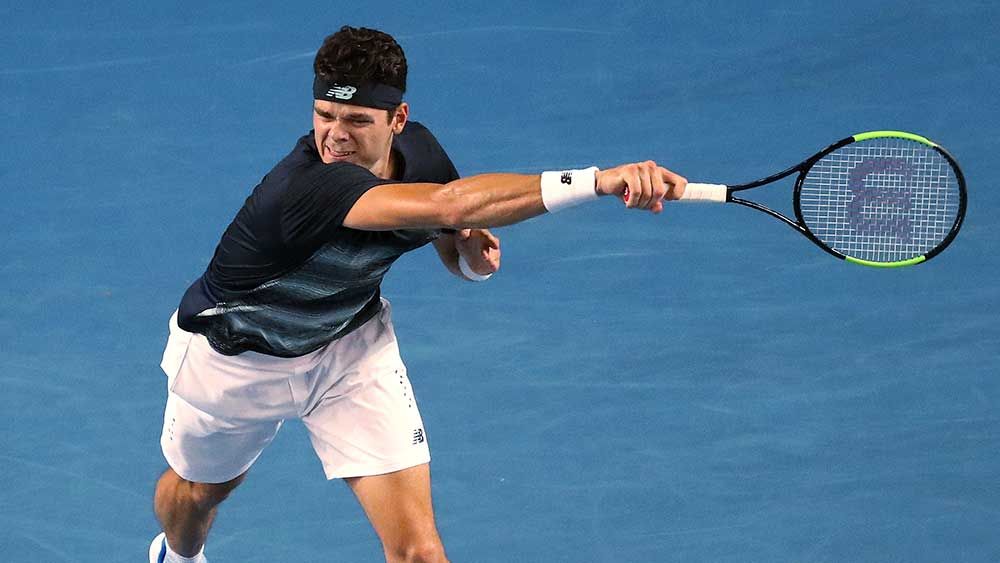 Milos Raonic survived some wild play to book a spot in the quarter-finals of the Australian Open. (AAP)