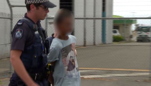 The accused murderer was brought to Townsville today.