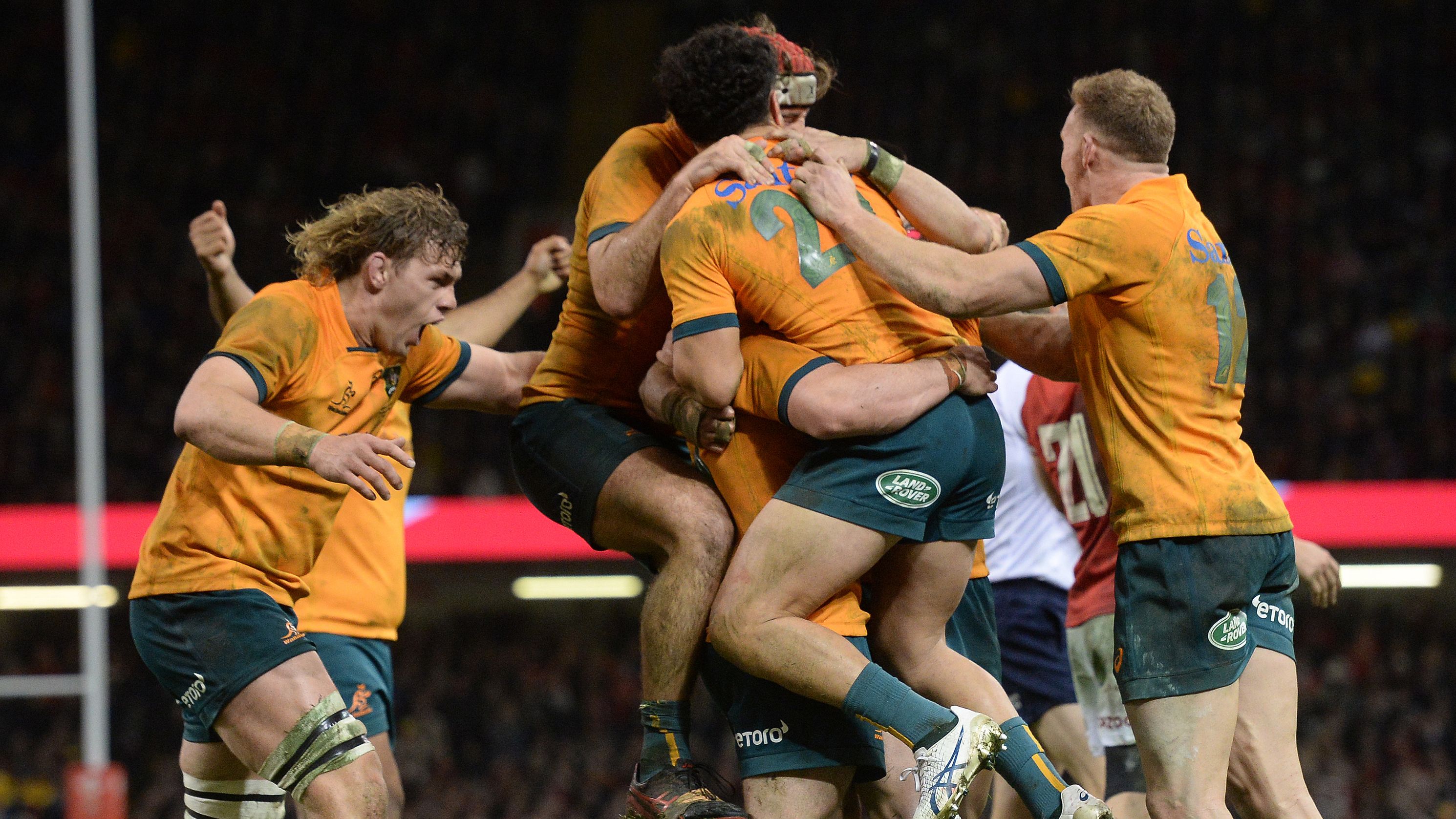 Australia celebrate at the final whistle.