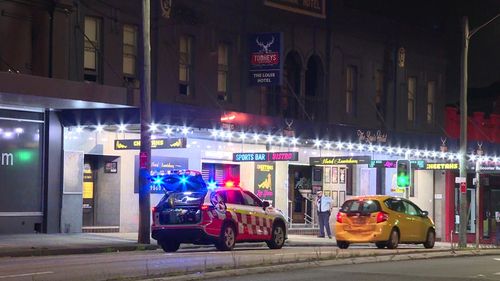 A﻿ manhunt is underway in Sydney's Inner West after a man was stabbed during a brawl overnight. 