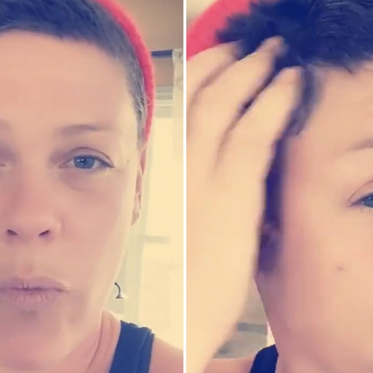 Pink Gave Herself A Quarantine Haircut While Drinking