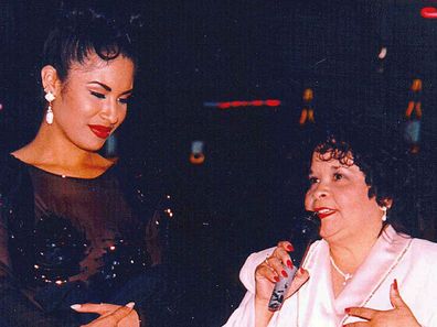 Selena Quintanilla-Pérez and the fan club president who would go on to kill her, Yolanda Saldivar. (AP)
