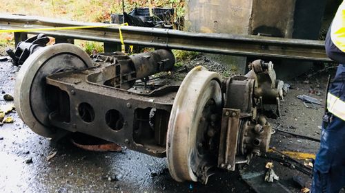 Wreckage on the road at the scene of the derailment. (Pierce County Sheriff's Department)