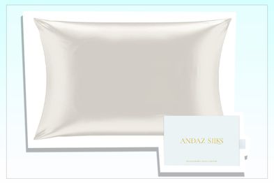 9PR: Andaz Silks 100% Mulberry Silk Hypoallergenic Pillowcase for Hair & Skin, Queen Size, 50x75cm, Ivory White