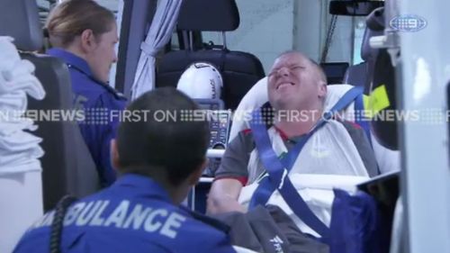 People were taken to hospital in the aftermath of the South Sydney-Bulldogs NRL clash. (9NEWS)
