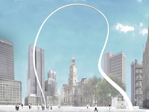 An artist's impression of Cloud Arch, a public artwork designed by Japanese artist and architect Junya Ishigami. (AAP)