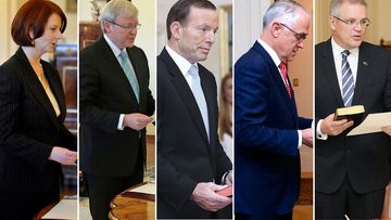 Julia Gillard, Kevin Rudd, Tony Abbott, Malcolm Turnbull, Scott Morrison