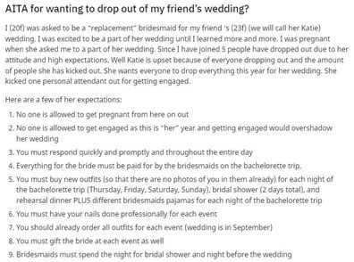 Bride explains dilemma on Reddit about list of rules