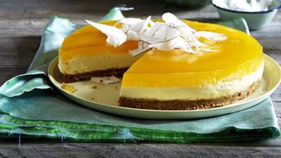 Recipe:&nbsp;<a href="http://kitchen.nine.com.au/2016/05/17/14/38/mascarpone-and-coconut-cake-with-mango-jelly" target="_top">Mascarpone and coconut cake with mango jelly</a>