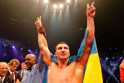 Klitschko got the Ukrainian flag out straight after the win.
