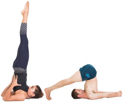 Yoga shoulderstand and plow pose