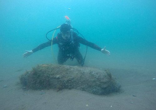 
James Cunningham, 19, found a huge WW2 bomb while scuba diving under a Devon pier. (Facebook)