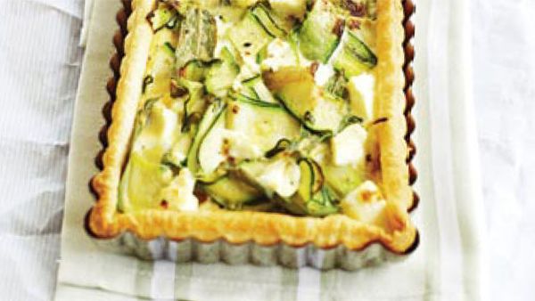 Zucchini, fetta & mint tart