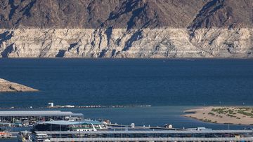 Callville Bay Marina is seen below the level at the white bathtub ring of previous waterlines of Lake Mead as unprecedented drought reduces Colorado River and Lake Mead to critical water levels on September 17, 2022 in Lake Mead National Recreation Area, Nevada. The federal government has proposed an unprecedented plan to cut back on water supplies for Arizona, Nevada and California, where millions of people rely on its water and power,