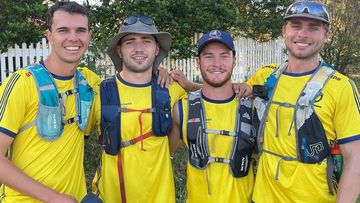 Meet the Aussie mates running 80 marathons in 80 days across the east coast of the USA (L-R: Sean, Max, Rory, Jasper)