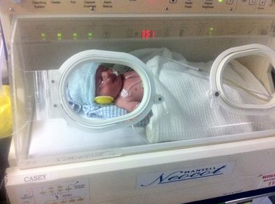 He was transported to a hospital with neonatal care.