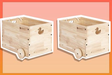 9PR: 2022 New Solid Wood Toy Wagon, Mobile Nursery Toy Storage for Toddlers