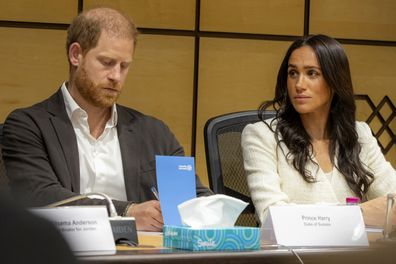 Prince Harry, Duke of Sussex and Meghan, Duchess of Sussex attend a World Health Organization roundtable with major donors and humanitarian partners in Amman, Jordan, on February 25, 2026. 