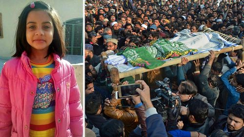 The funeral of Zainab Ansari, 8, who was raped and murdered, sparked riots in the city of Kasur. (Photo: AP).