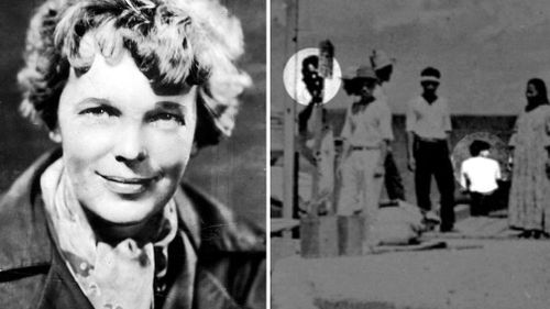 Amelia Earhart (L) and a portion of the new photo (R). 