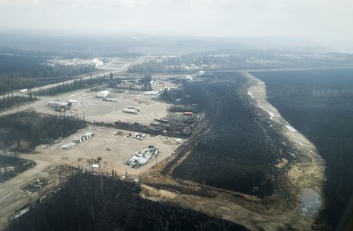 The burned hamlet of Enterprise, Northwest Territories, Thursday, Aug. 17, 2023.
