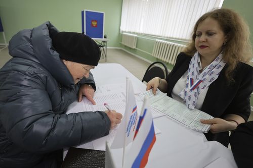 Russians vote in Russia's 2024 presidential election