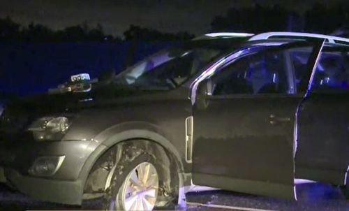 Police used road spikes to stop the allegedly stolen car. Picture: 9NEWS