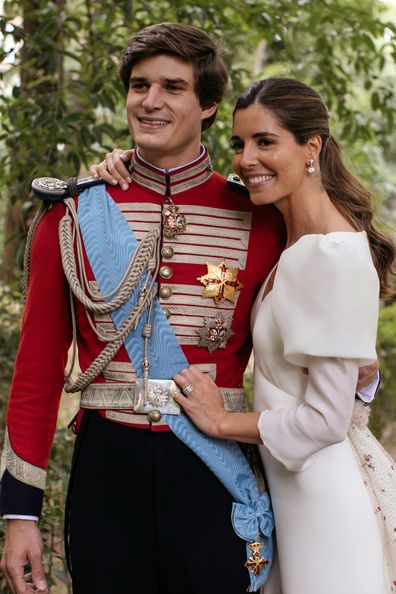 Carlos Fitz-James Stuart and Belen Corsini celebrate their wedding at the Palacio de Liria on May 22, 2021 in Madrid, Spain. 