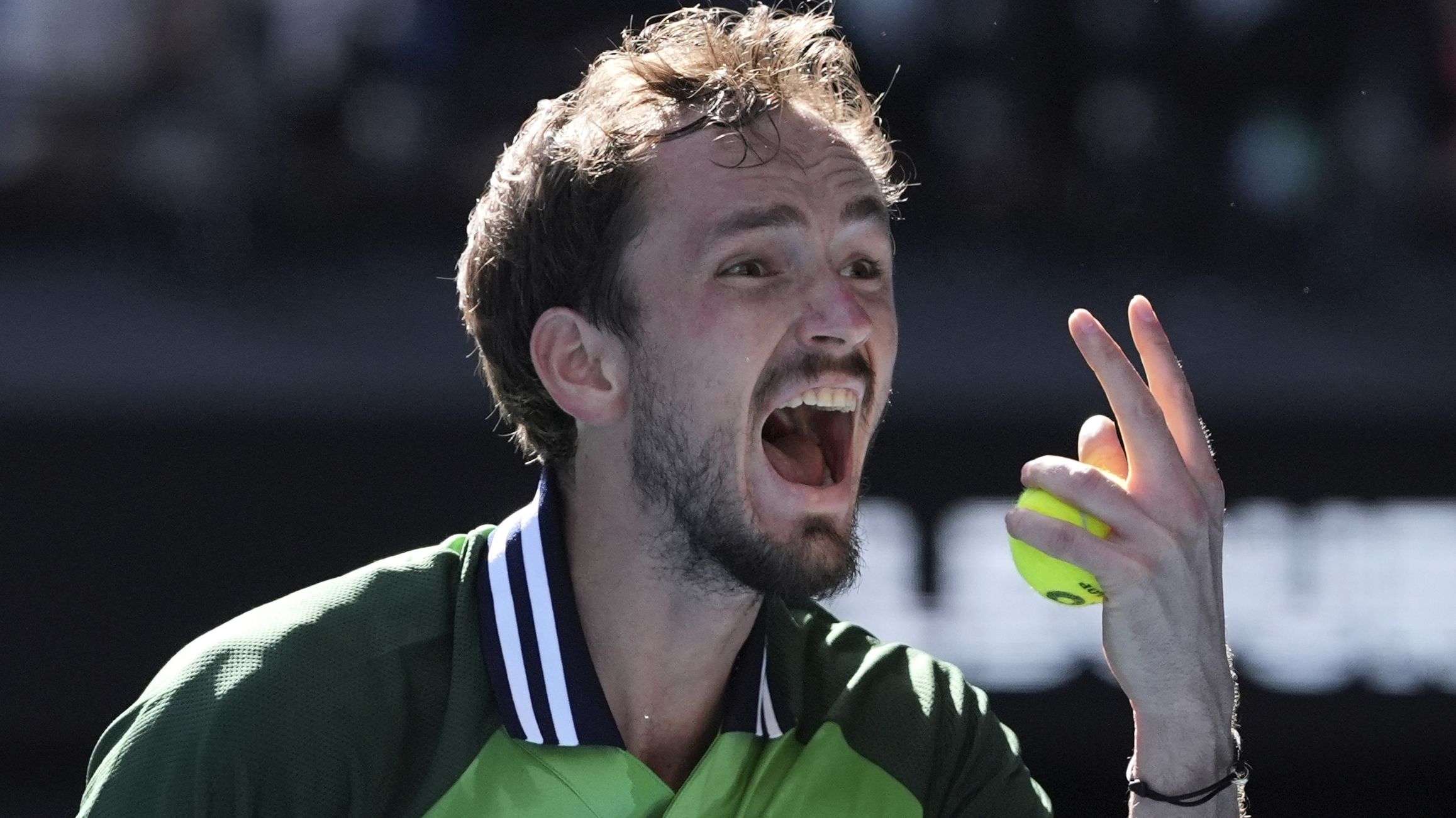 Daniil Medvedev of Russia reacts during his fourth round match against Nuno Borges of Portugal at the Australian Open.