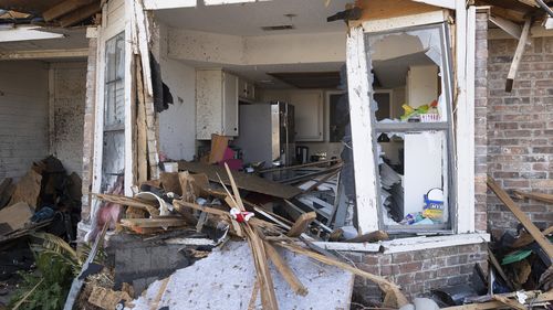 A house on Oxford Boulevard in Round Rock suffered tornado damage. 