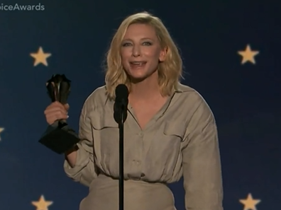 Cate Blanchett criticises the 'patriarchal pyramid' of award shows in Critics' Choice Awards acceptance speech.