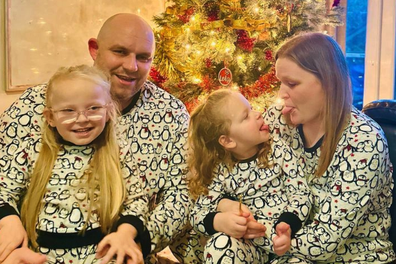 Lola with her family, father Dan, mother Jodi and sister Maisie at Christmas 2022.