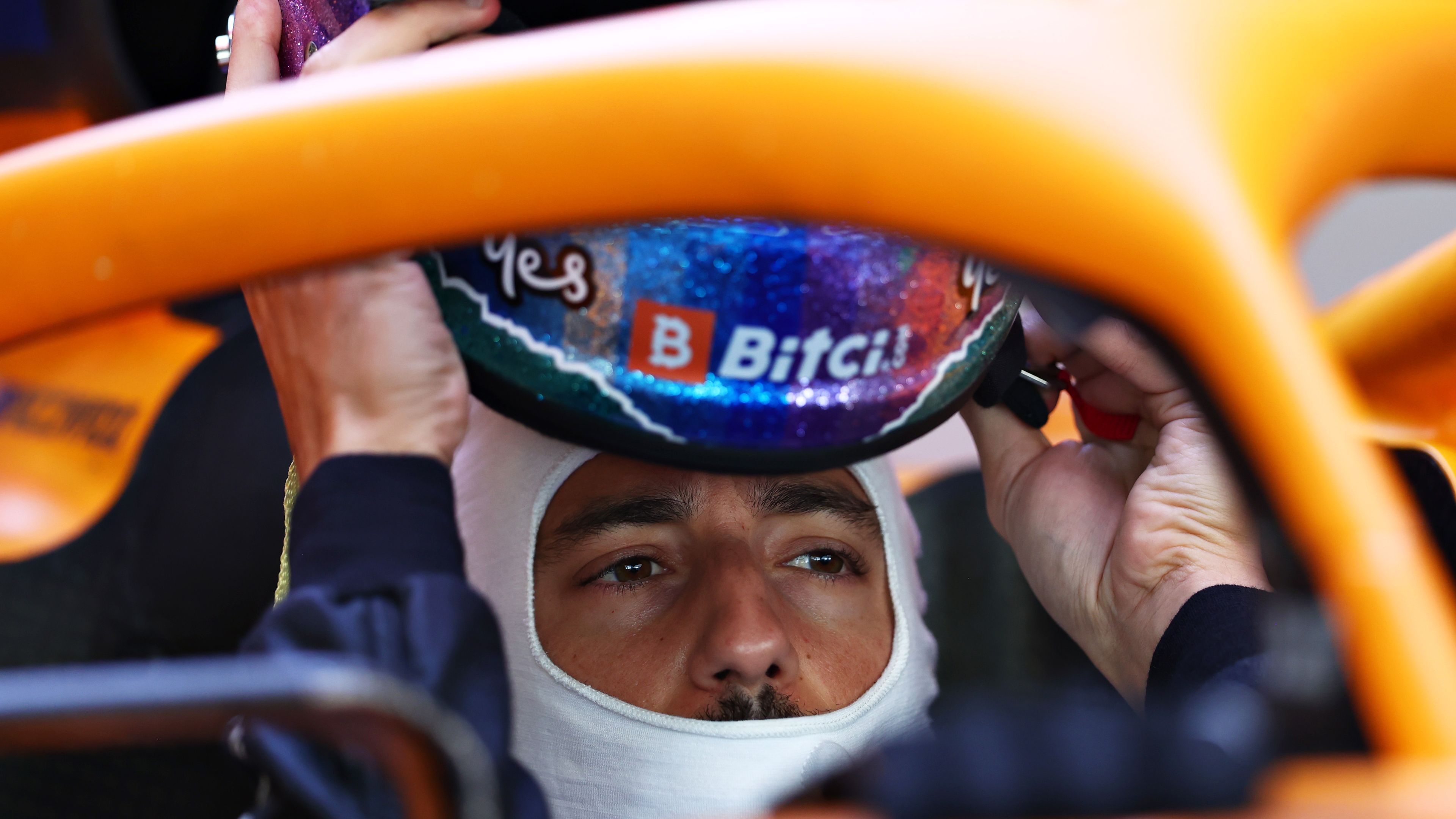 Daniel Ricciardo of Australia and McLaren F1 prepares to drive during Formula 1 testing at Yas Marina Circuit.