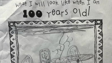 Child&#x27;s drawing as posted to Instagram by Cait Collins.