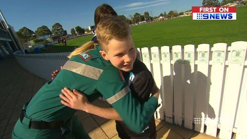 Kade was reunited with the paramedics who helped save him.